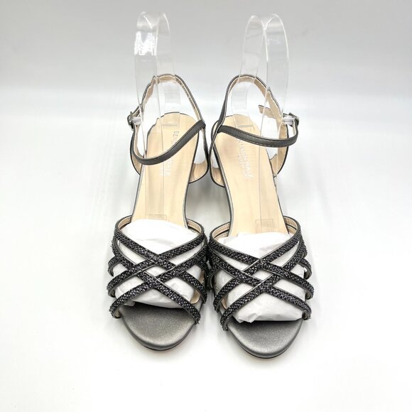 7.5W WIDE WIDTH Touch Ups Womens Amara Pewter Silver Dress Sandals Heels Shoes - Picture 2 of 13